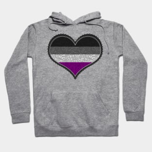Elegant Asexual Pride Decorative Heart in Pride Flag Colors Hoodie